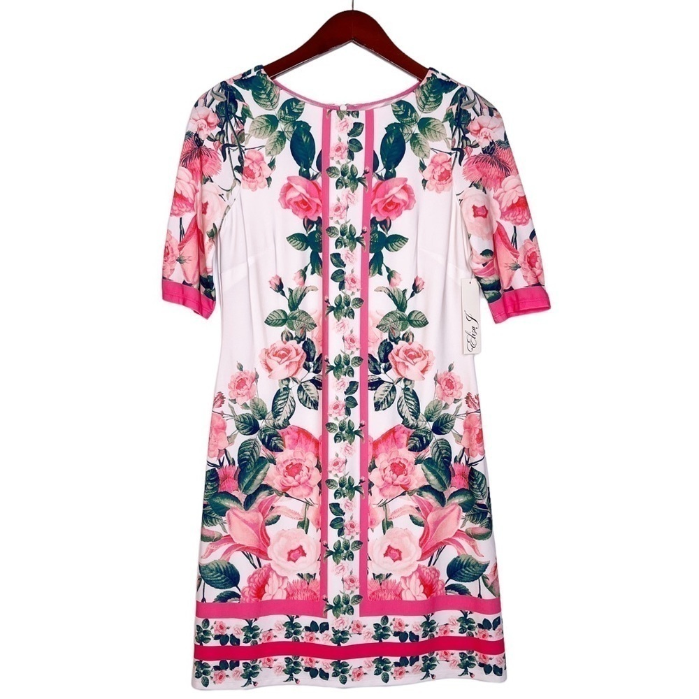 ELIZA J NWT Rose Floral Print Shift Dress Size 4 in Pink Multi